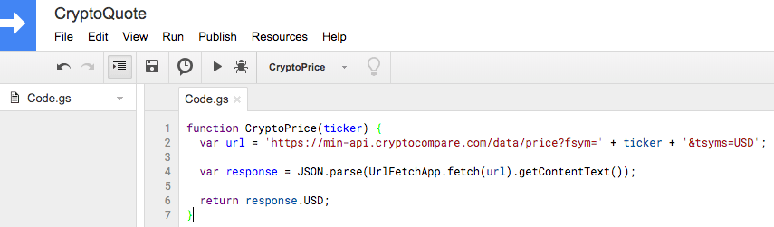 Complete Crypto Price Google Script